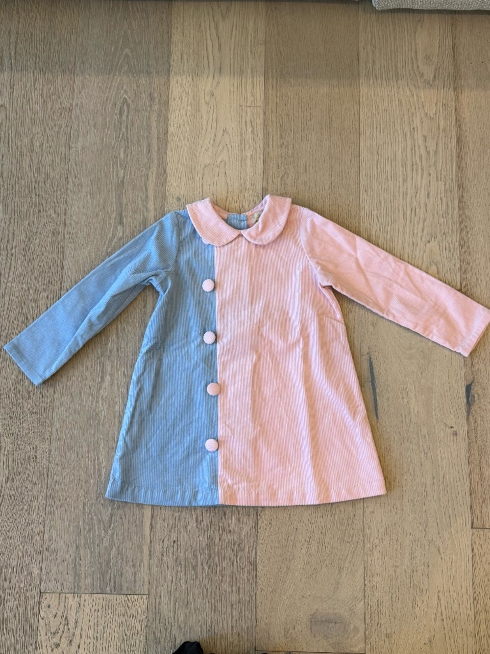 The Beaufort Bonnet Company Pink Blue Colorblock Corduroy Dress 6T EUC